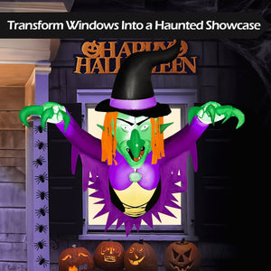 3.5 Ft Inflatable Jumpscaring Witch with Built-in LED Lights - PopFun