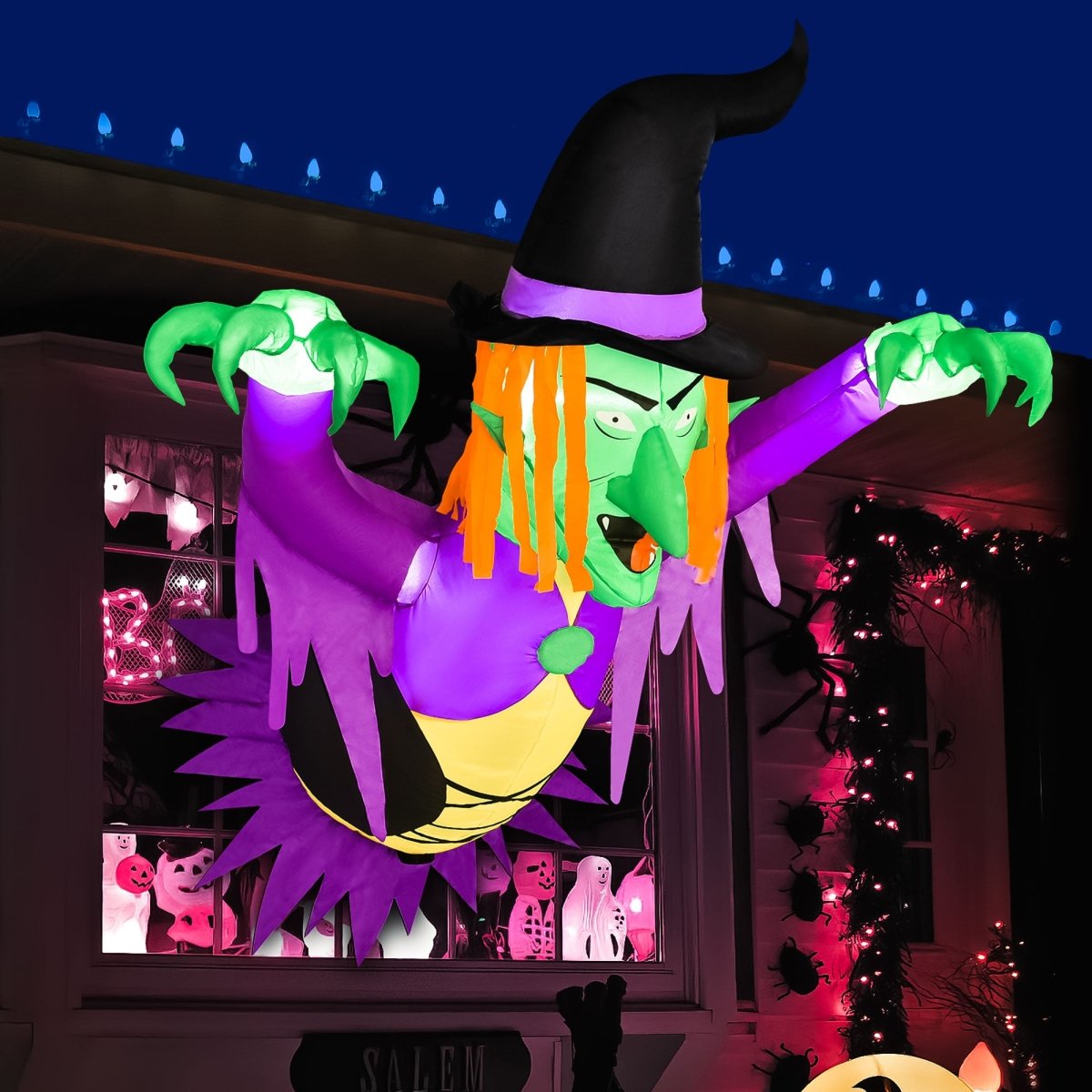 3.5 Ft Inflatable Jumpscaring Witch with Built-in LED Lights - PopFun
