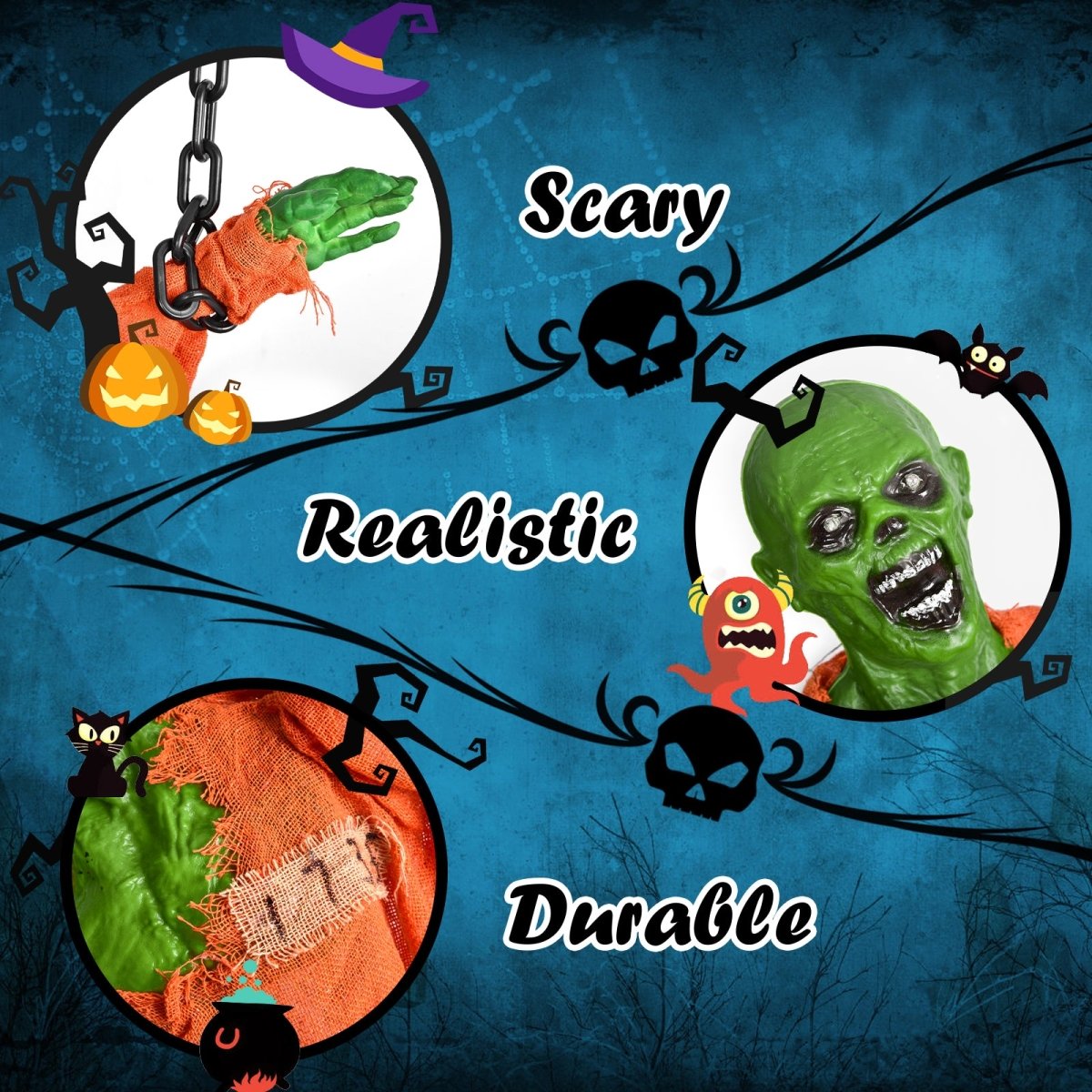 35" Hanging Zombie Prisoner with LED and Sound Effects - PopFun