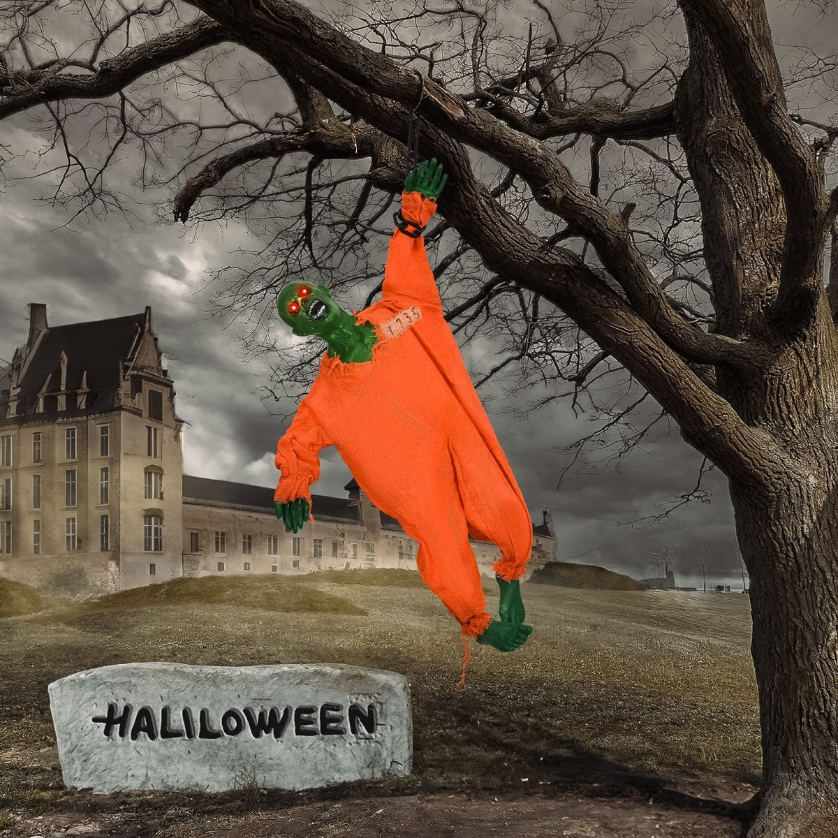 35" Hanging Zombie Prisoner with LED and Sound Effects - PopFun