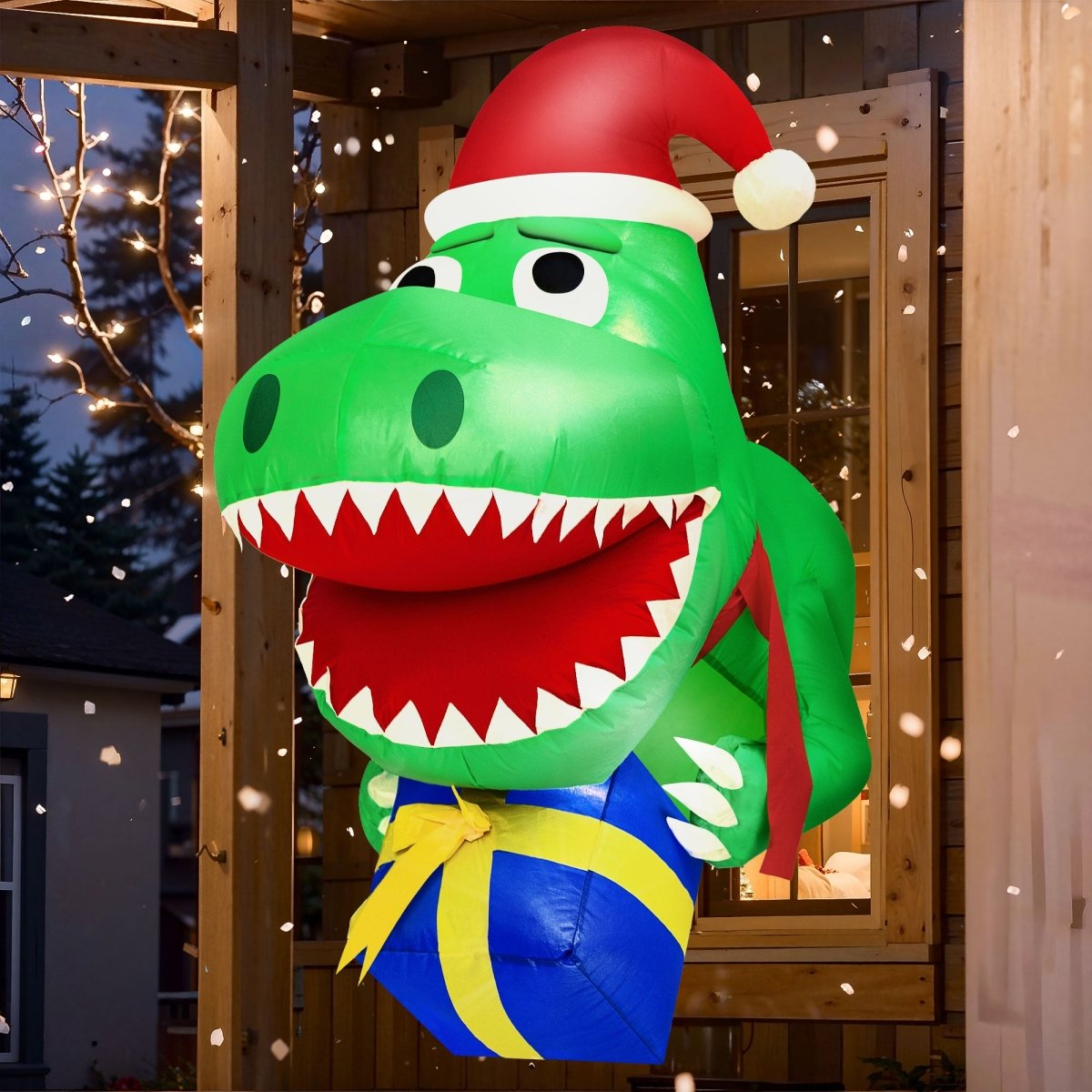 3.5FT Inflatable Christmas Santa Dinosaur - PopFun