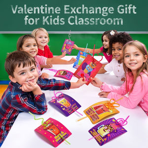 36PCS Kids' Valentine Cards with Crazy Loop Straws Set - PopFun