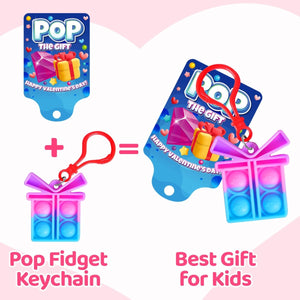 36PCS Valentine Cards with Pop Bubble Keychain Fidget Toys - PopFun