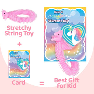 36PCs Valentine's Unicorn Noodle Fidget Toys with Valentine Cards - PopFun
