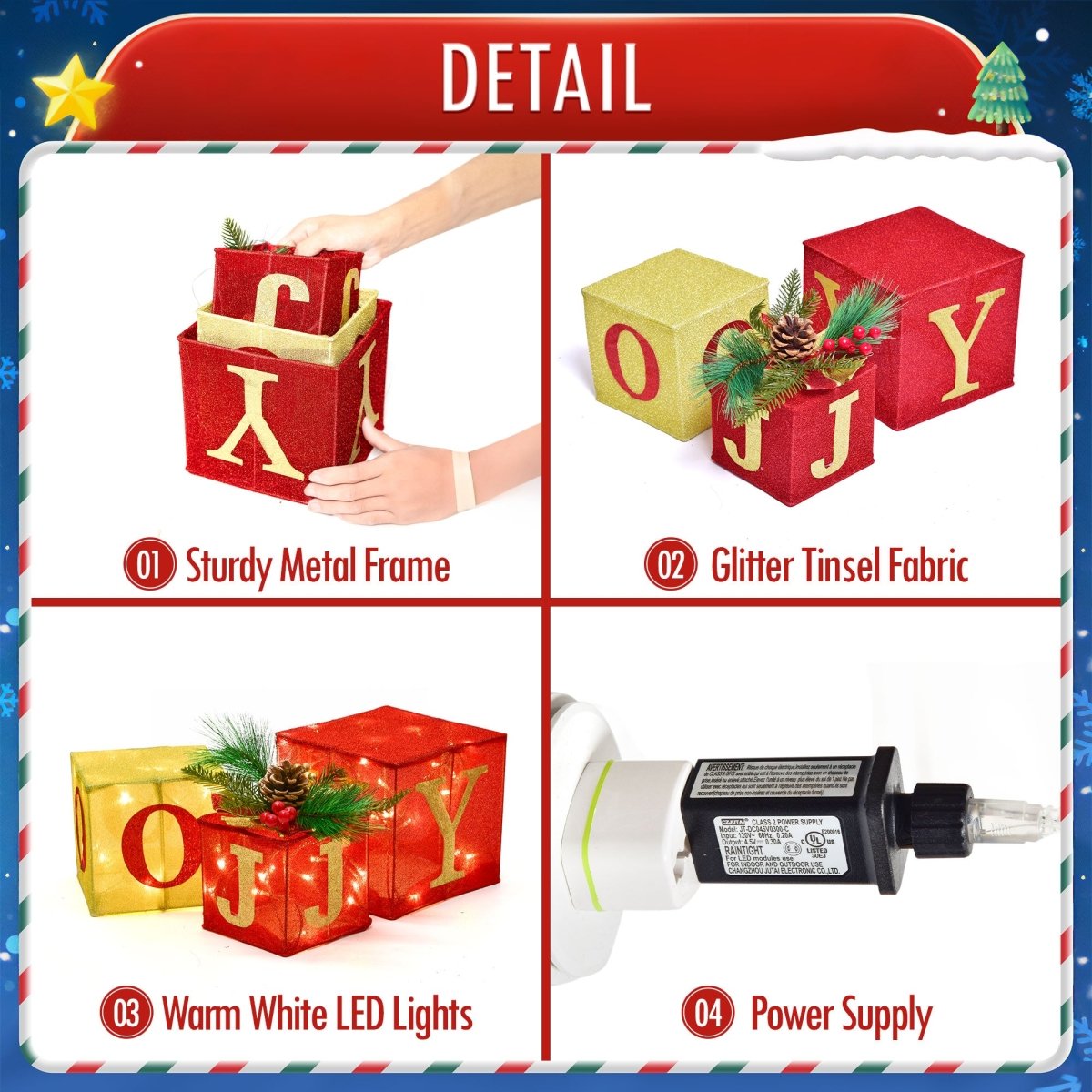 3PCS Inflatables Christmas Lighted Gift Boxes - PopFun