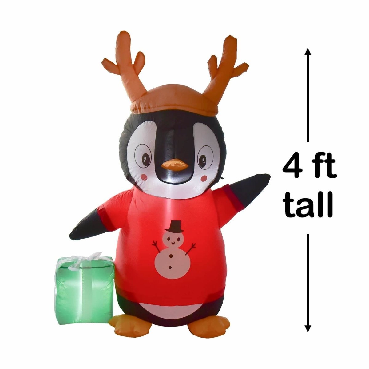 4' Ft Present Penguin Holiday Inflatable - PopFun