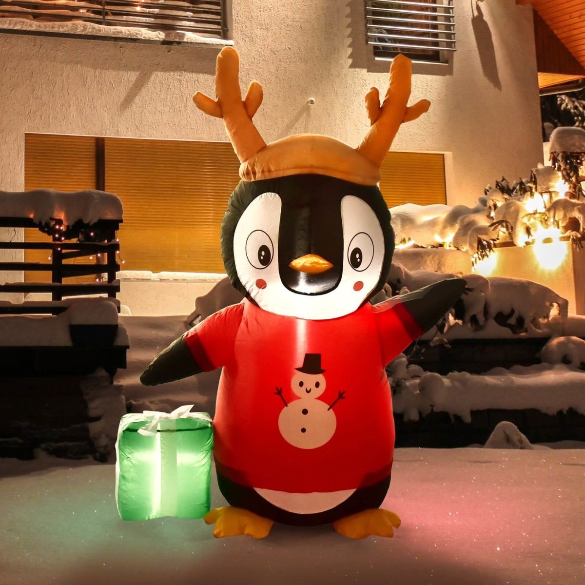4' Ft Present Penguin Holiday Inflatable-Wholesale - PopFun