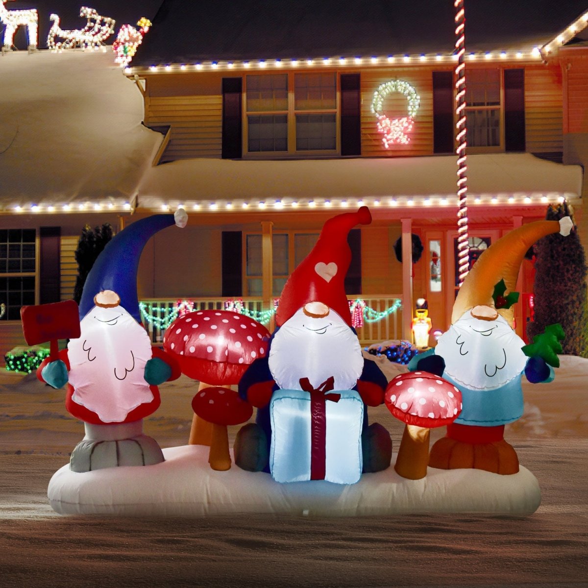 4' Ft Xmas Gnomes Holiday Inflatable - PopFun