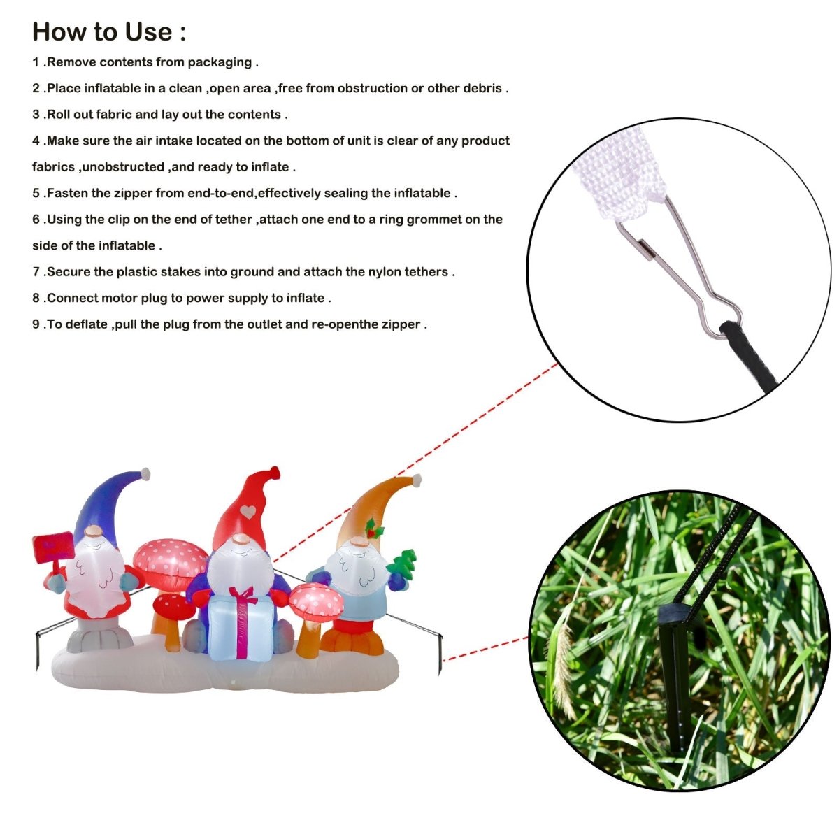 4' Ft Xmas Gnomes Holiday Inflatable - PopFun