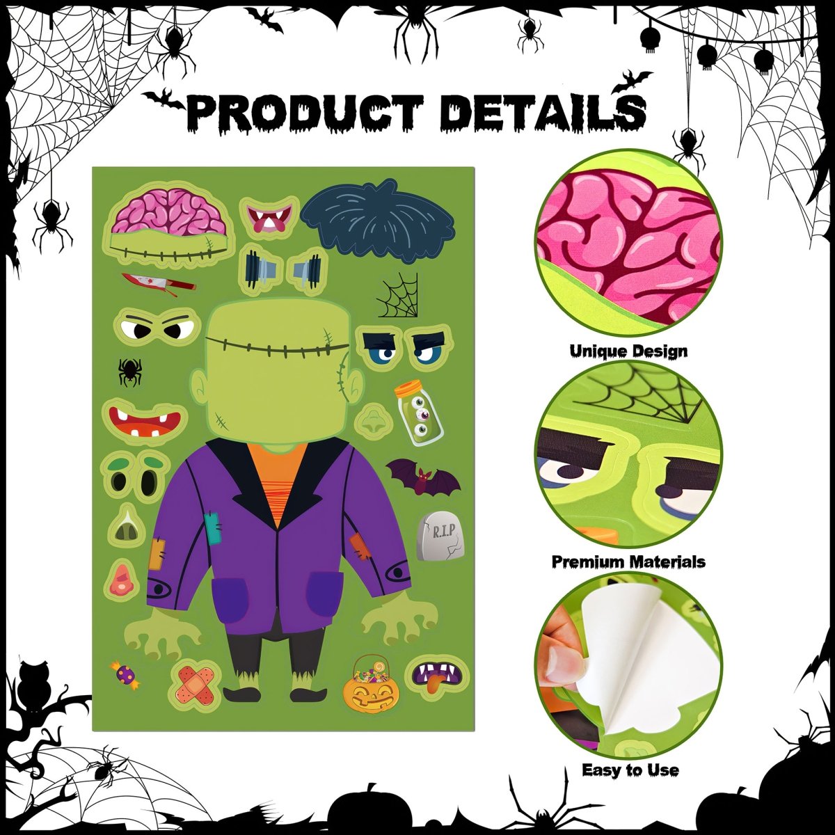 40 PCS Halloween Make a Face Stickers - PopFun