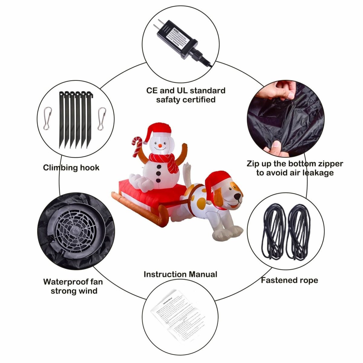 4.8' Ft Season's Sled Holiday Inflatable | PopFun