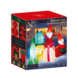 4.9 FT Christmas Inflatable Elf and Gifts - PopFun
