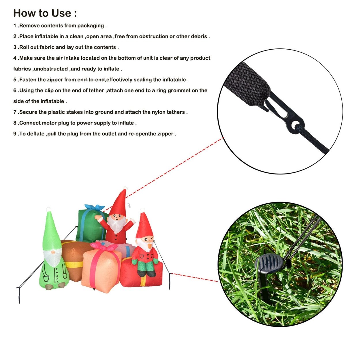 4.9 FT Christmas Inflatable Elf and Gifts - PopFun