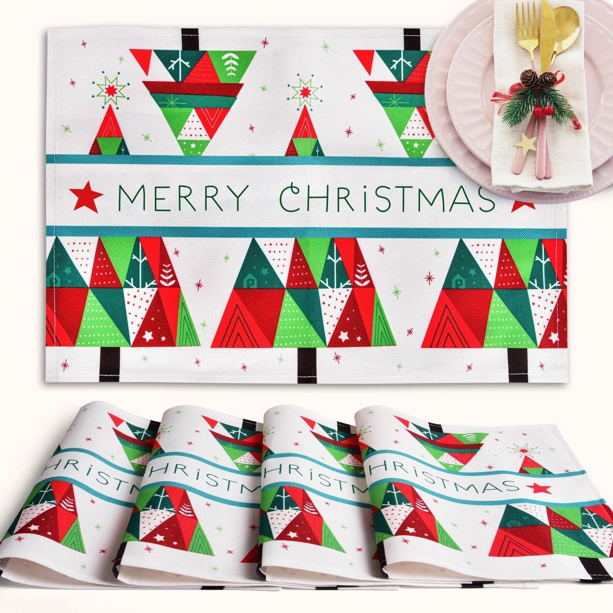 4PCS Merry Christmas Table Placemats - Wholesale - PopFun