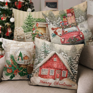 4PCS Vintage Christmas Pillow Covers - PopFun