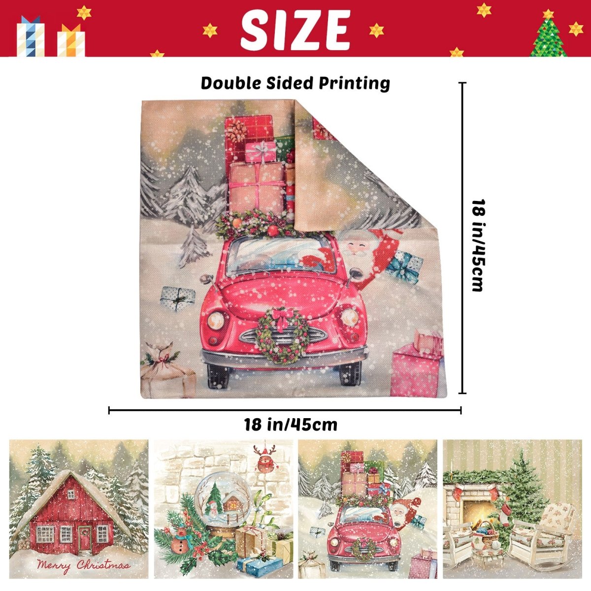 4PCS Vintage Christmas Pillow Covers - PopFun