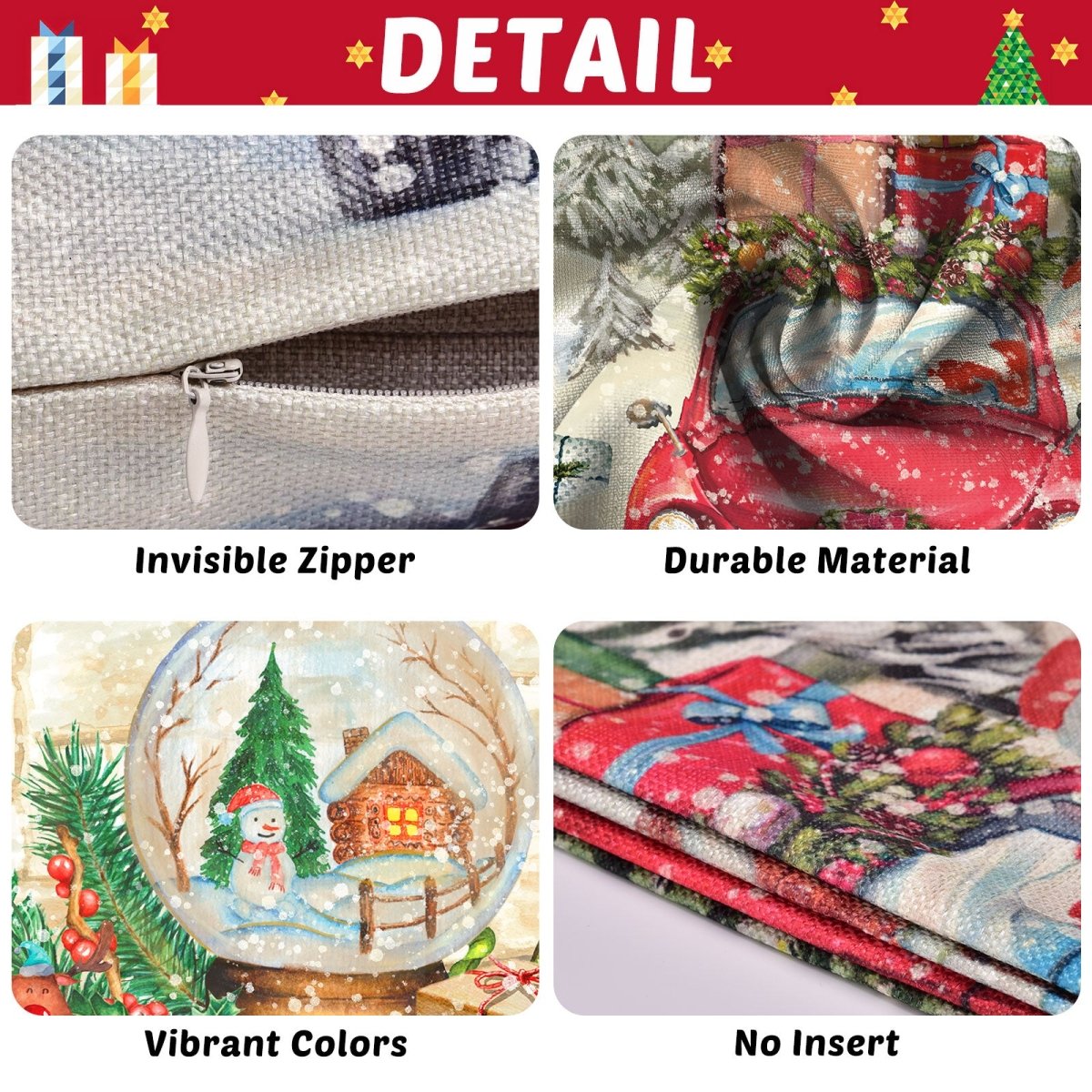 4PCS Vintage Christmas Pillow Covers - PopFun