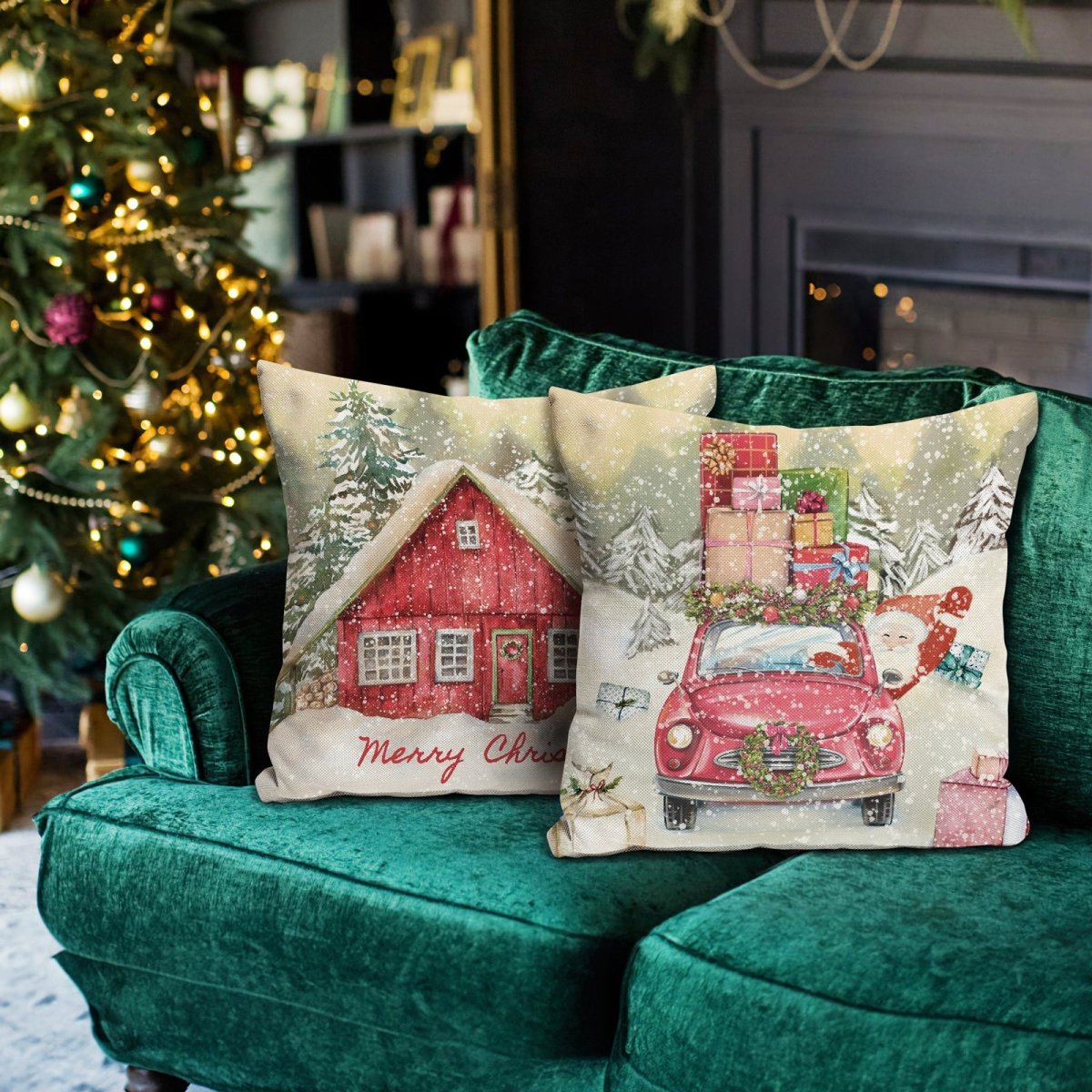 4PCS Vintage Christmas Pillow Covers - PopFun