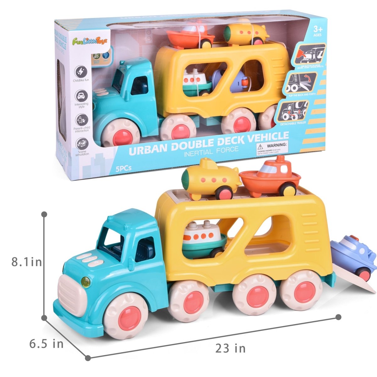 5-in-1 Carrier Truck Toy Set l PopFun