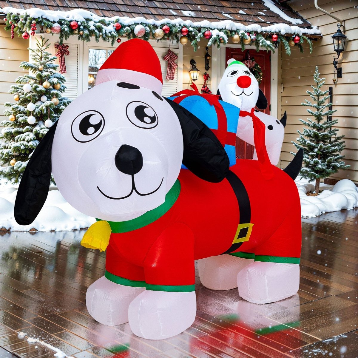 5FT Inflatable Christmas Doggie Family of Two - PopFun
