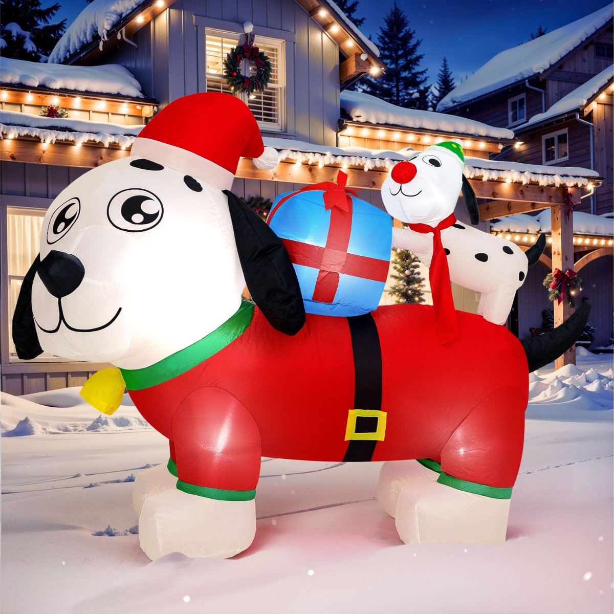 5FT Inflatable Christmas Doggie Family of Two - PopFun