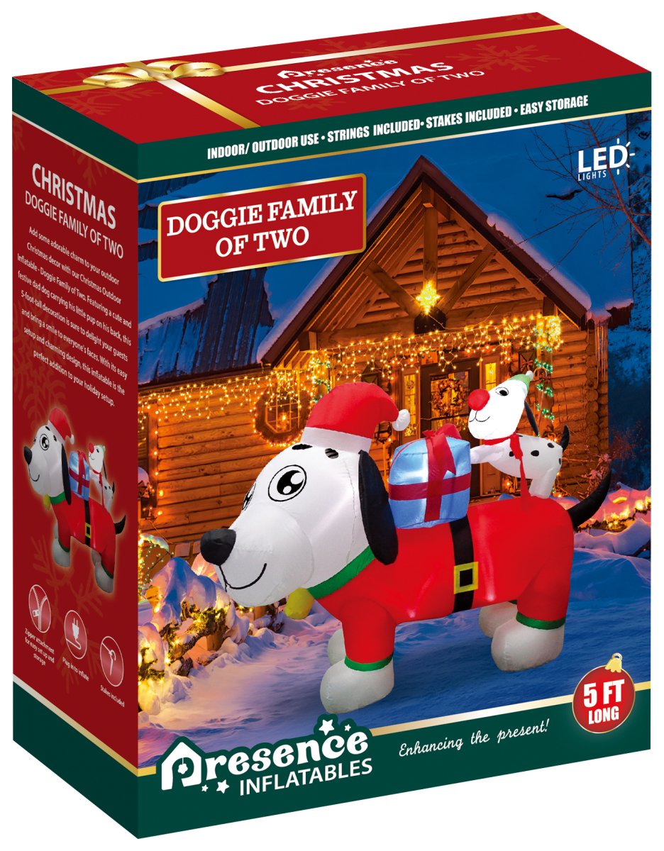 5FT Inflatable Christmas Doggie Family of Two - PopFun