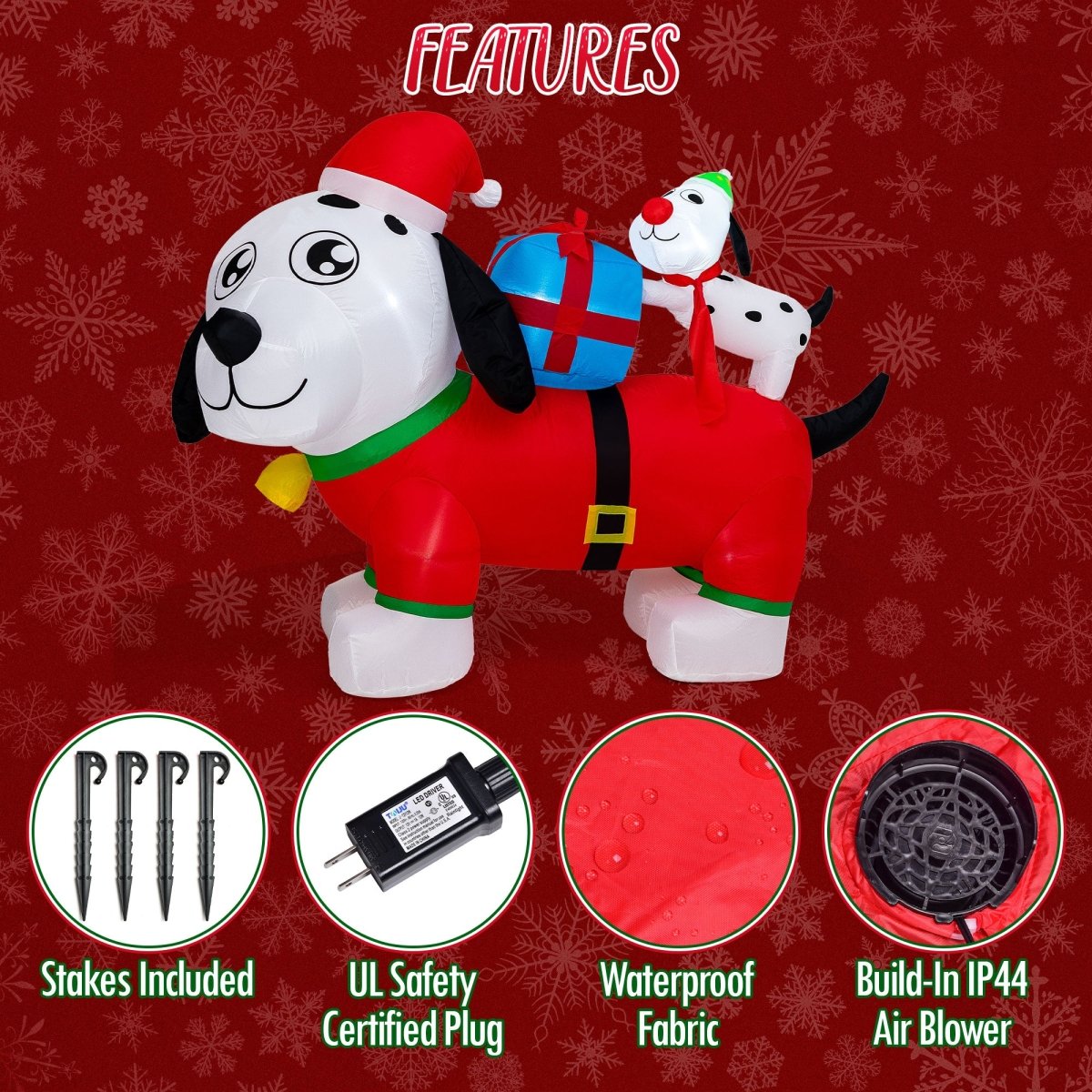 5FT Inflatable Christmas Doggie Family of Two - PopFun