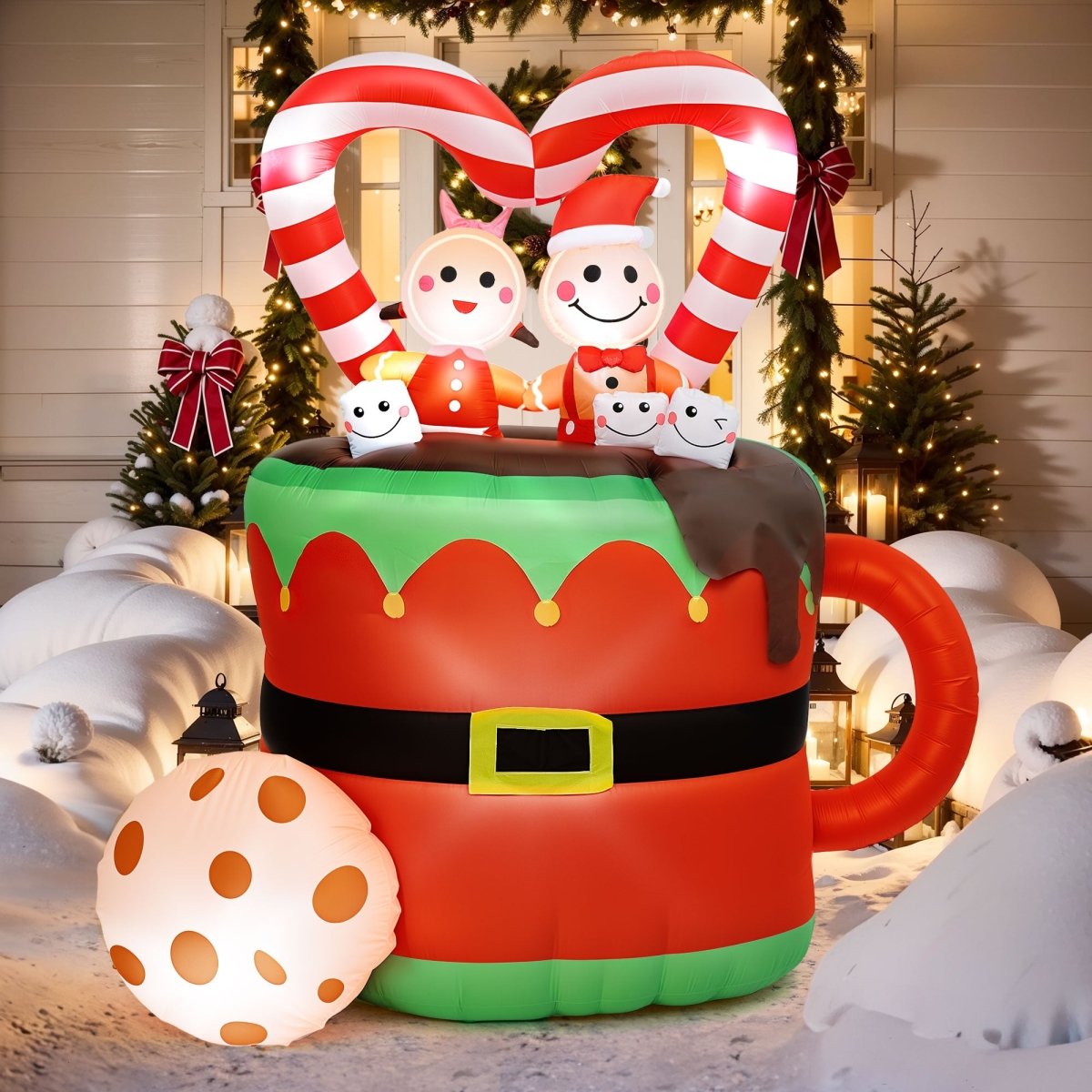 5FT Inflatable Christmas Gingerbread Couple - PopFun