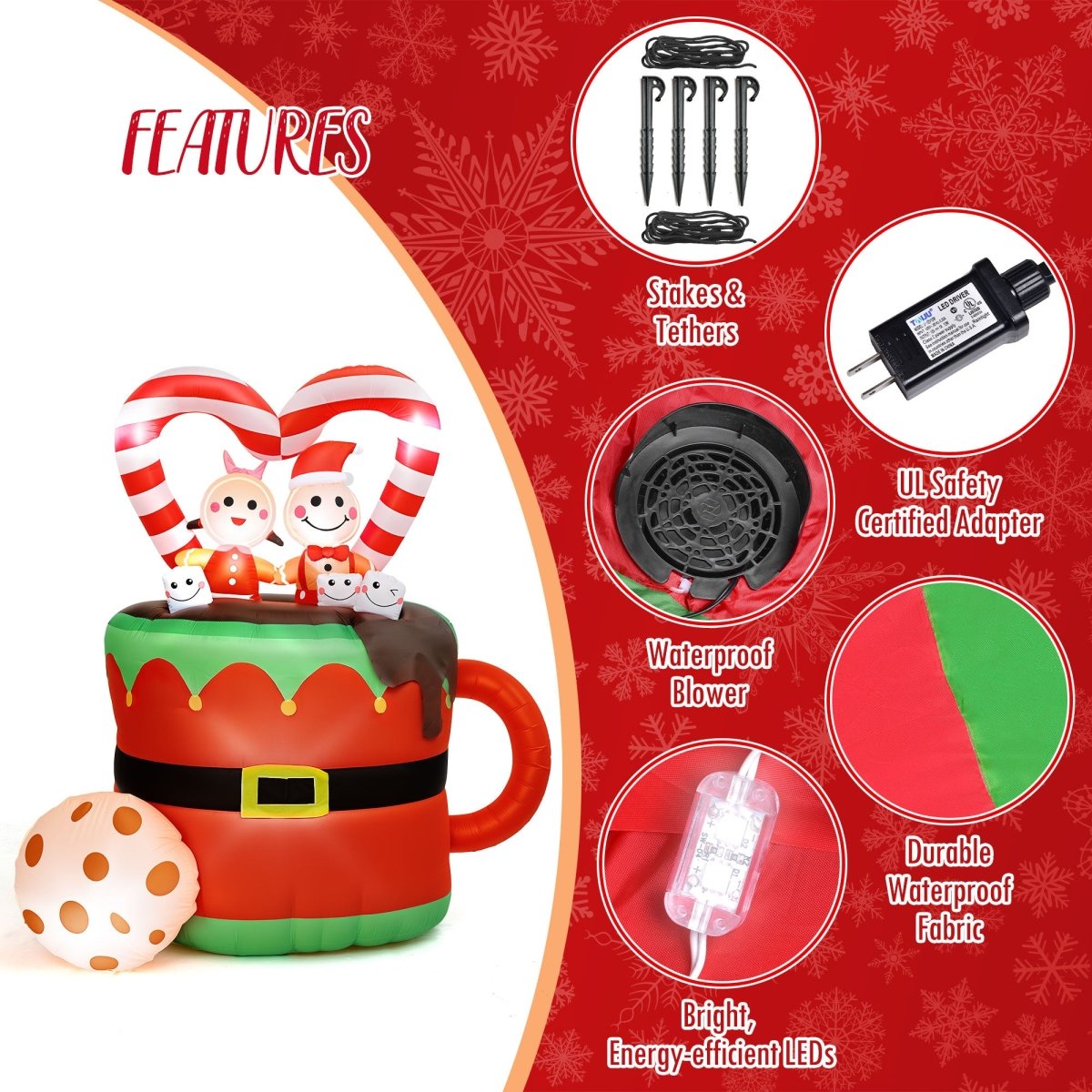 5FT Inflatable Christmas Gingerbread Couple - PopFun