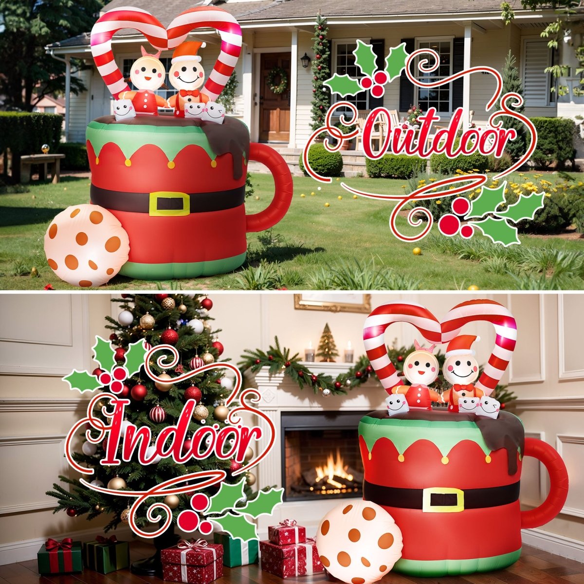 5FT Inflatable Christmas Gingerbread Couple - PopFun