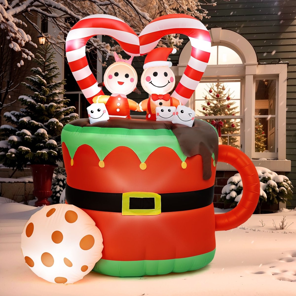 5FT Inflatable Christmas Gingerbread Couple - PopFun