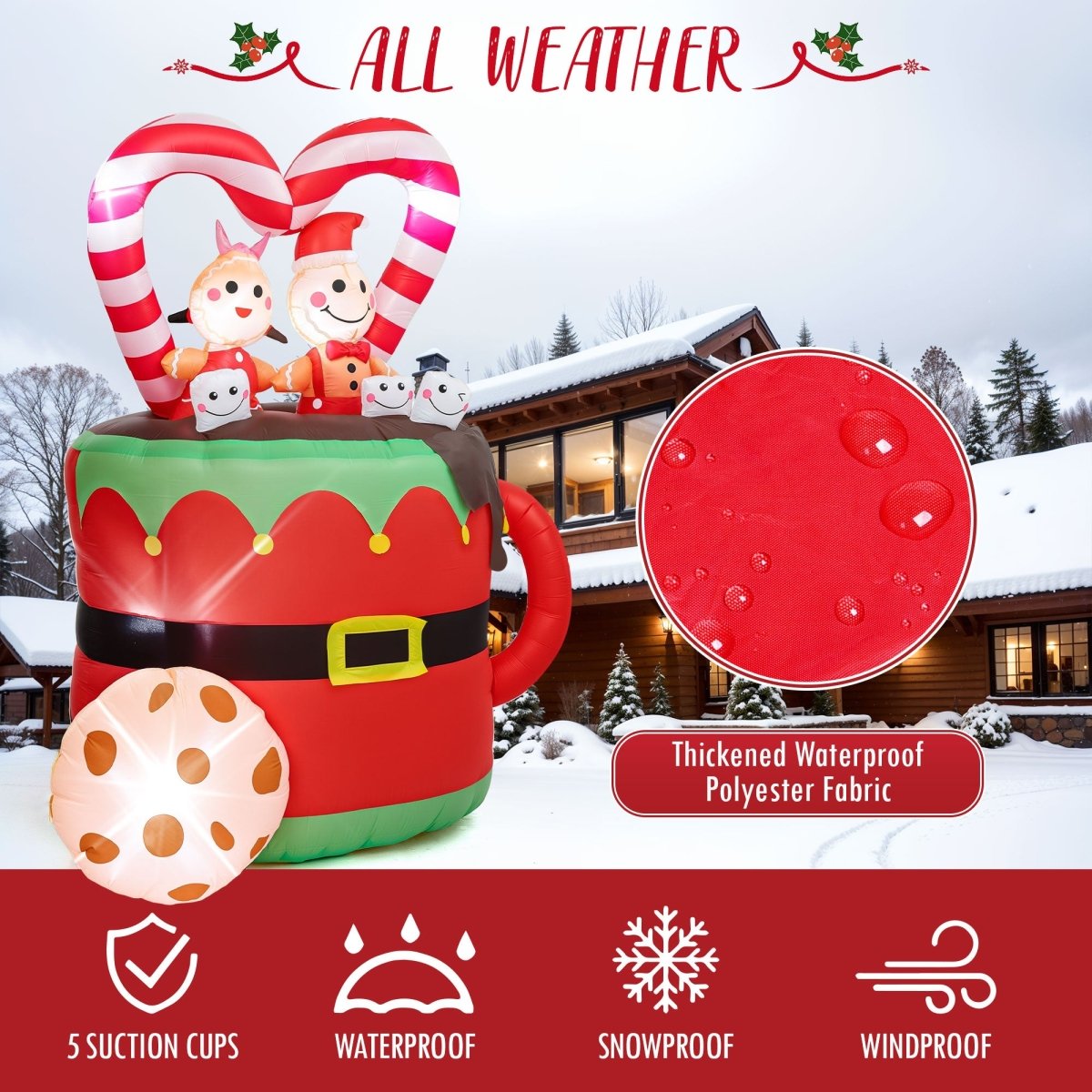 5FT Inflatable Christmas Gingerbread Couple - PopFun