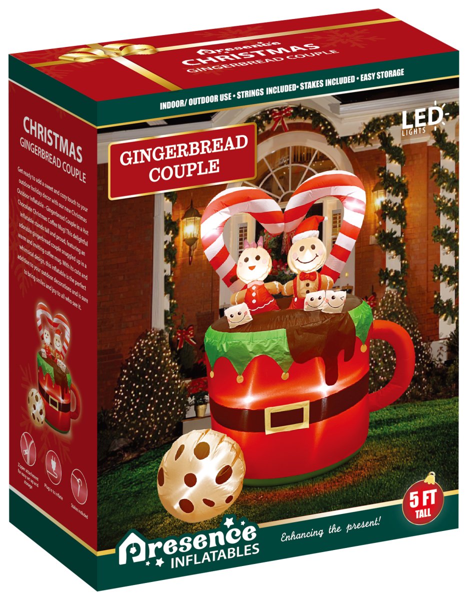 5FT Inflatable Christmas Gingerbread Couple - PopFun