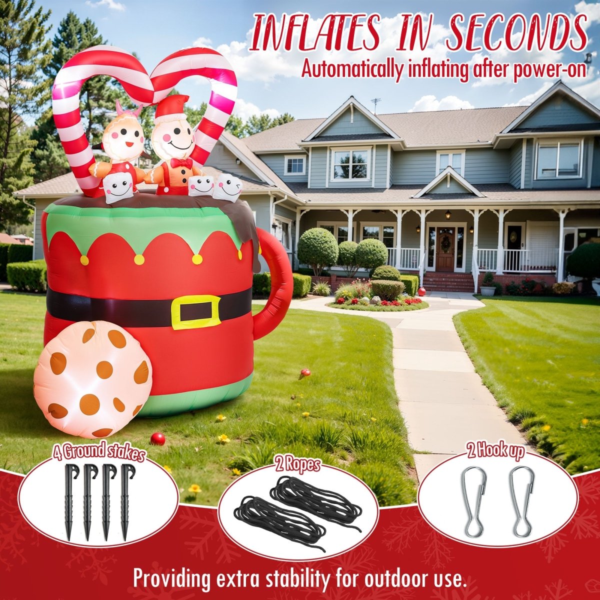 5FT Inflatable Christmas Gingerbread Couple - PopFun