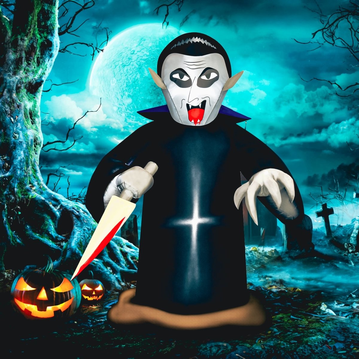 5ft Inflatable Murderous Vampire with LED Lights - PopFun