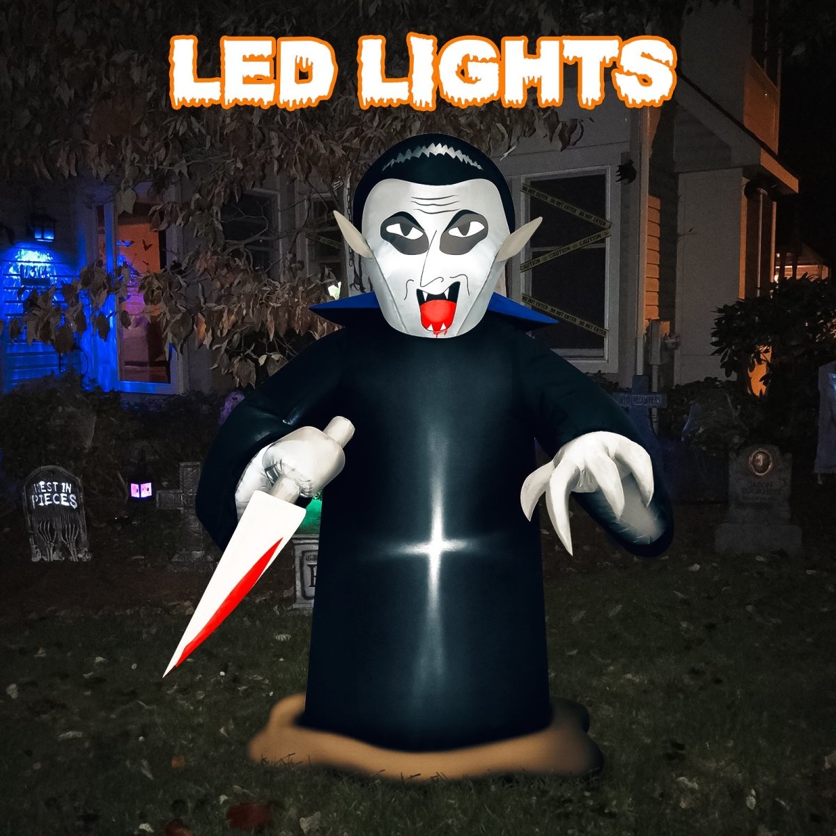 5ft Inflatable Murderous Vampire with LED Lights - PopFun