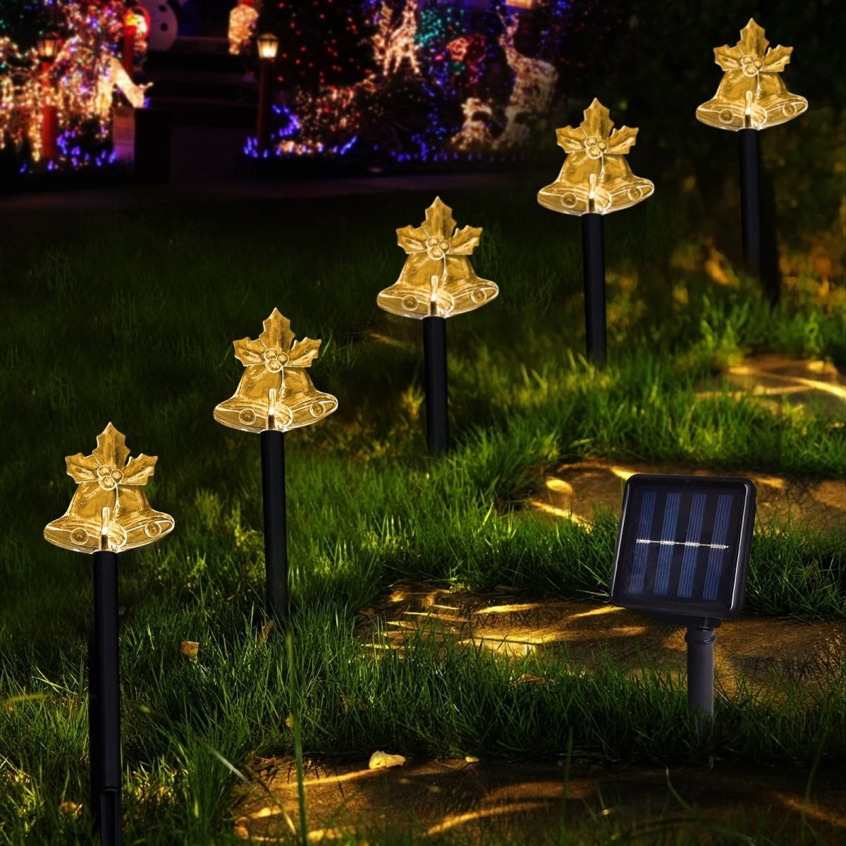 5PCS Christmas Bells Solar Powered Pathway Lights - Wholesale - PopFun