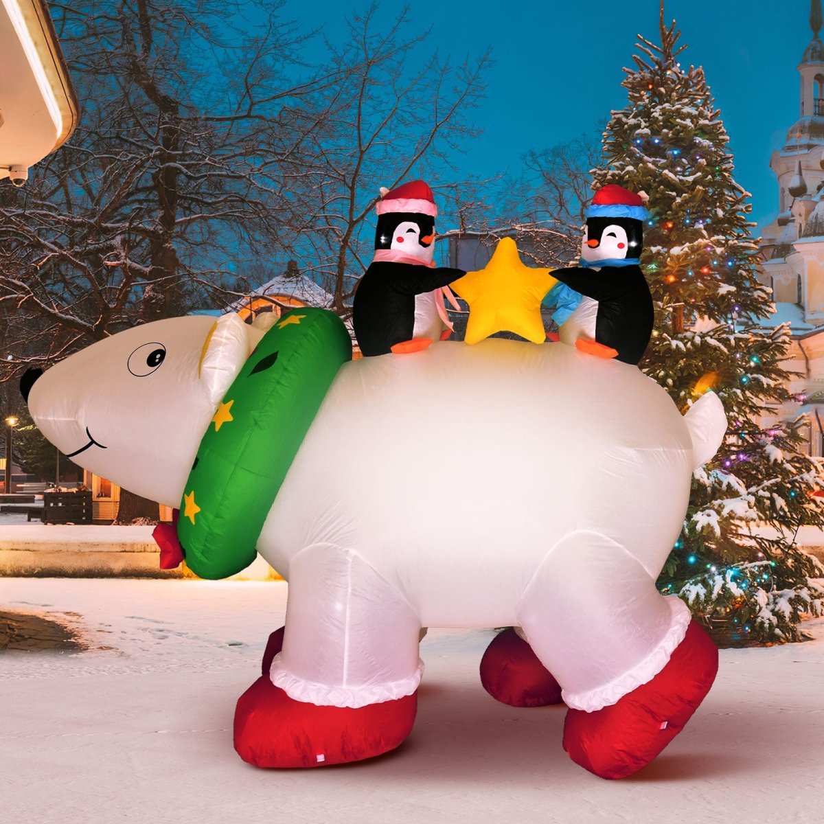 6 FT Christmas Inflatable Polar Bear with Penguins - PopFun