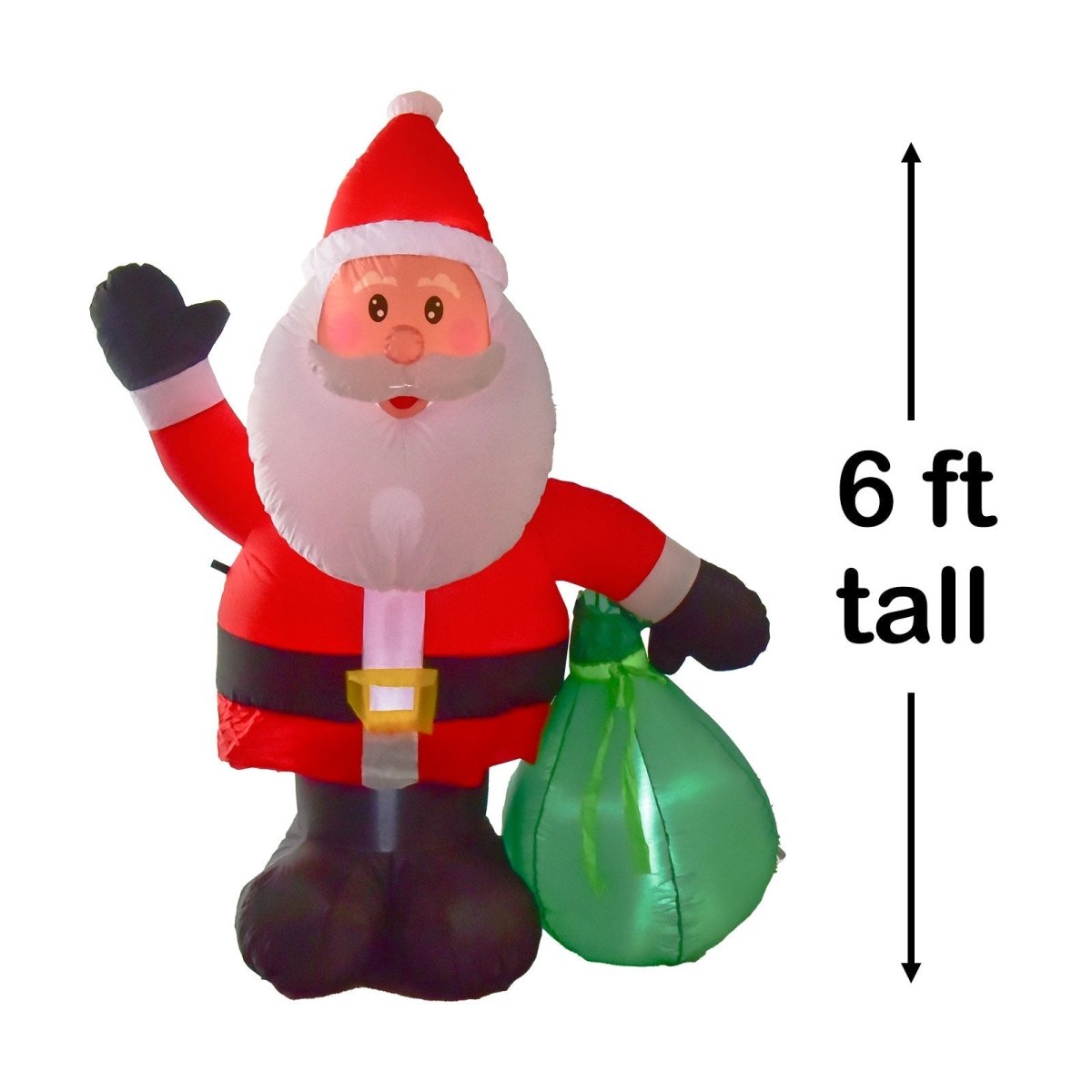 6' Ft Happy Santa Holiday Inflatable | PopFun