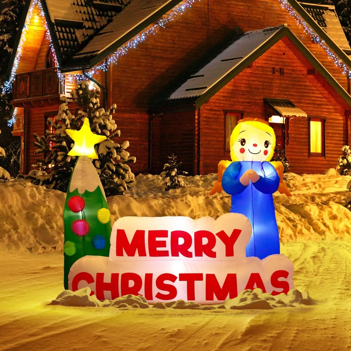 6' Ft Long Good Tidings Holiday Inflatable | PopFun