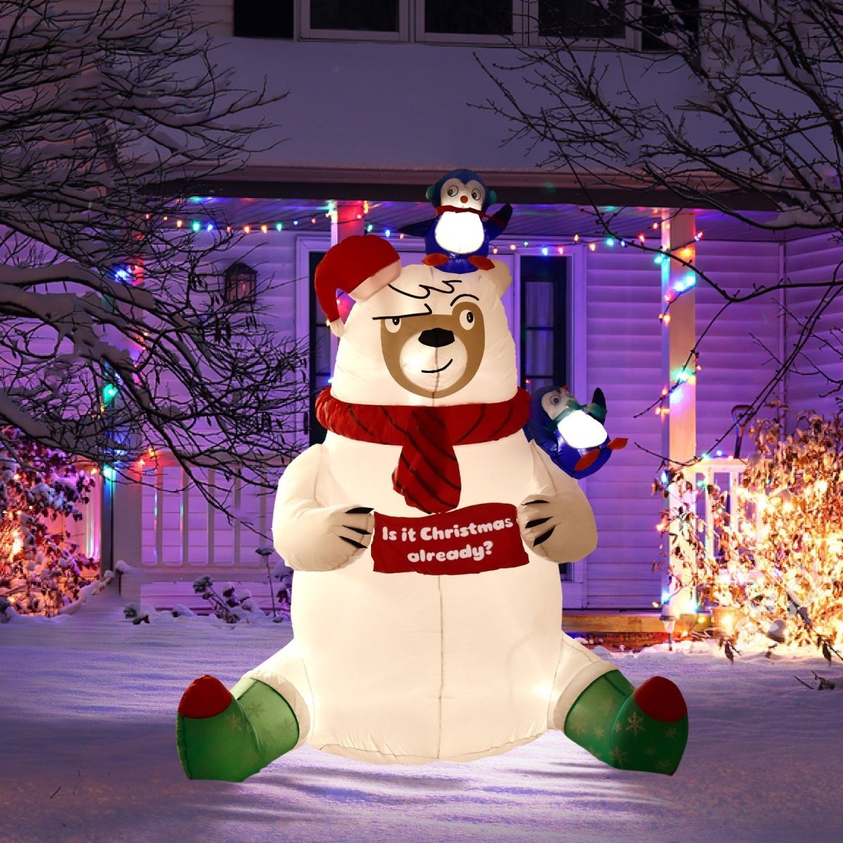 6' Ft Merry Bear Holiday Inflatable | PopFun