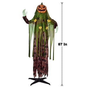 67" Halloween Interactive Standing Pumpkin Man with Lights and Sounds - PopFun