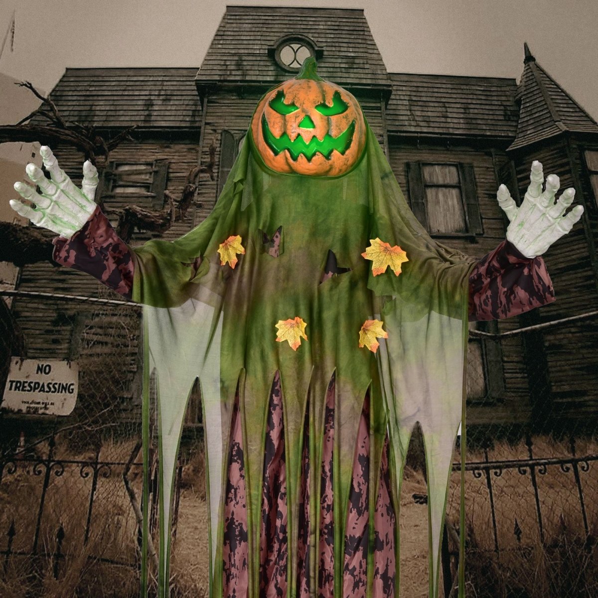 67" Halloween Interactive Standing Pumpkin Man with Lights and Sounds - PopFun