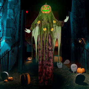 67" Halloween Interactive Standing Pumpkin Man with Lights and Sounds - PopFun