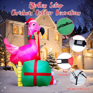 6FT Inflatable Christmas Flamingo with LED - PopFun