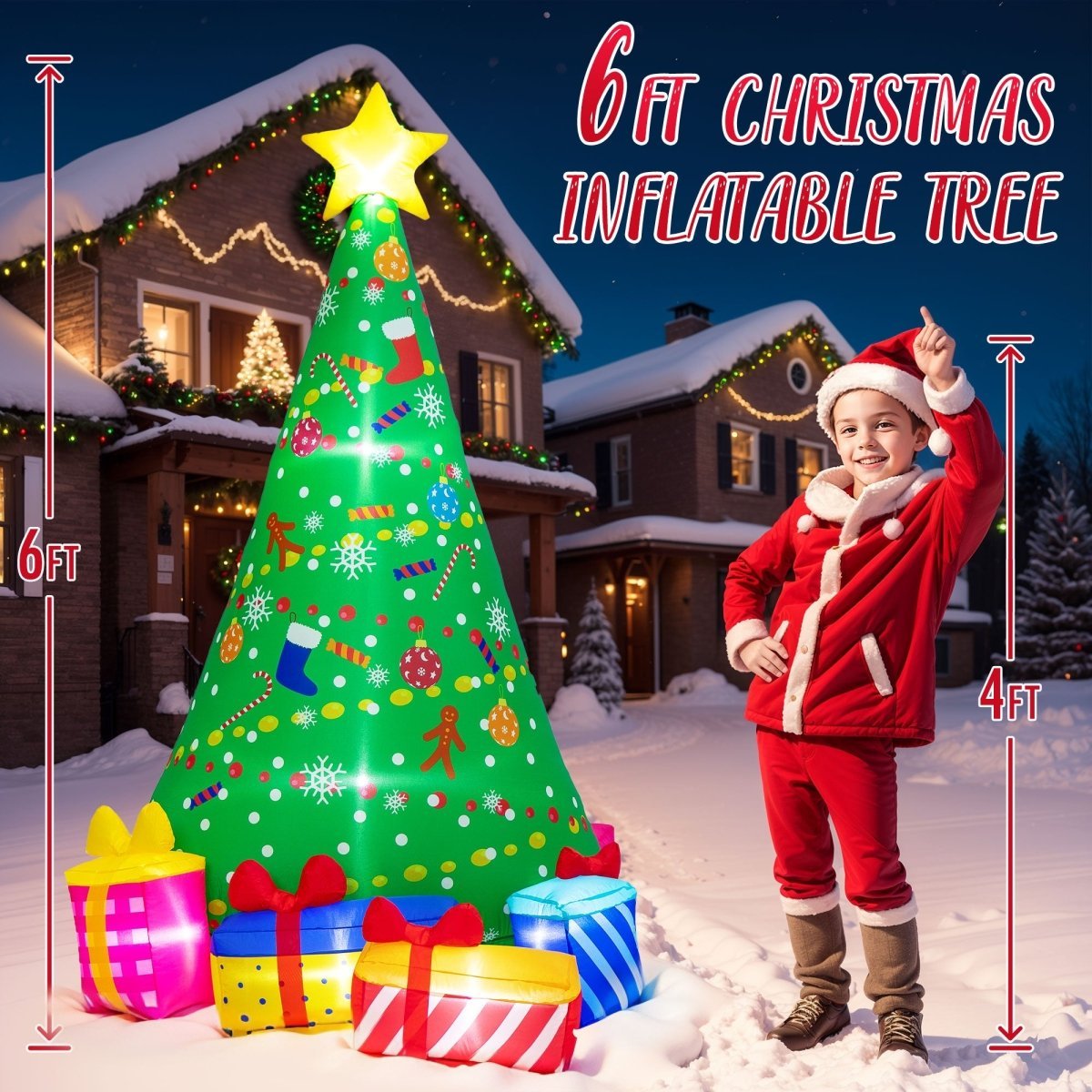 6FT Inflatable Christmas Tree with LED Lights - Wholesale - PopFun