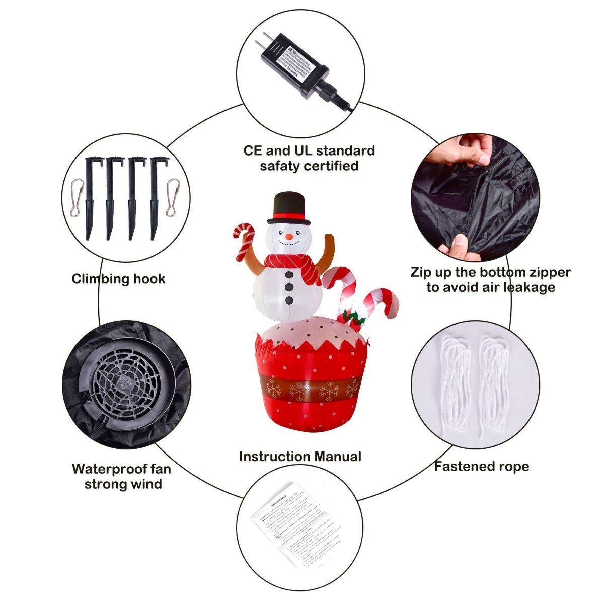 7' Ft Festive Frosty Holiday Inflatable | PopFun