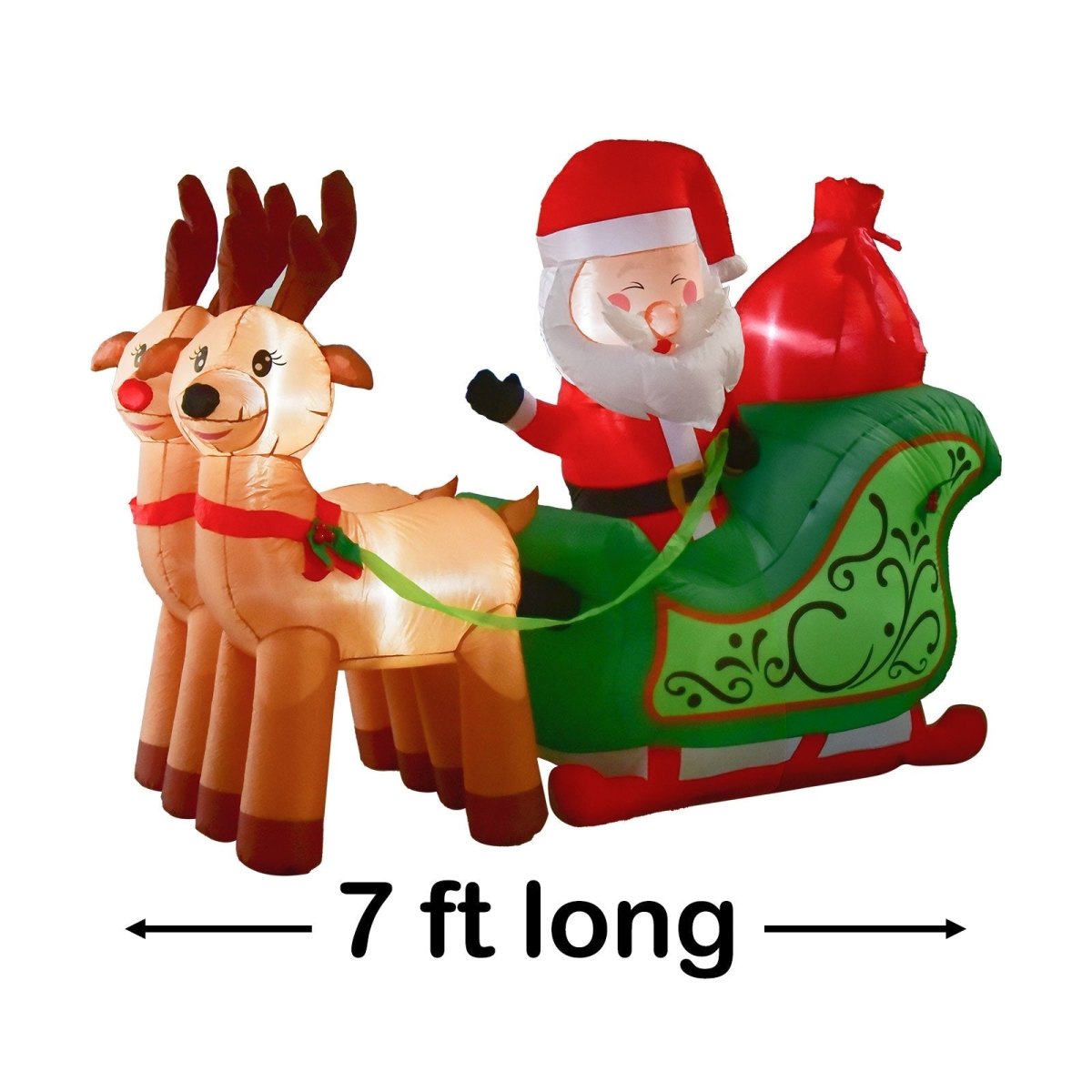 7' Ft Long Santa's Sleigh Holiday Inflatable | PopFun