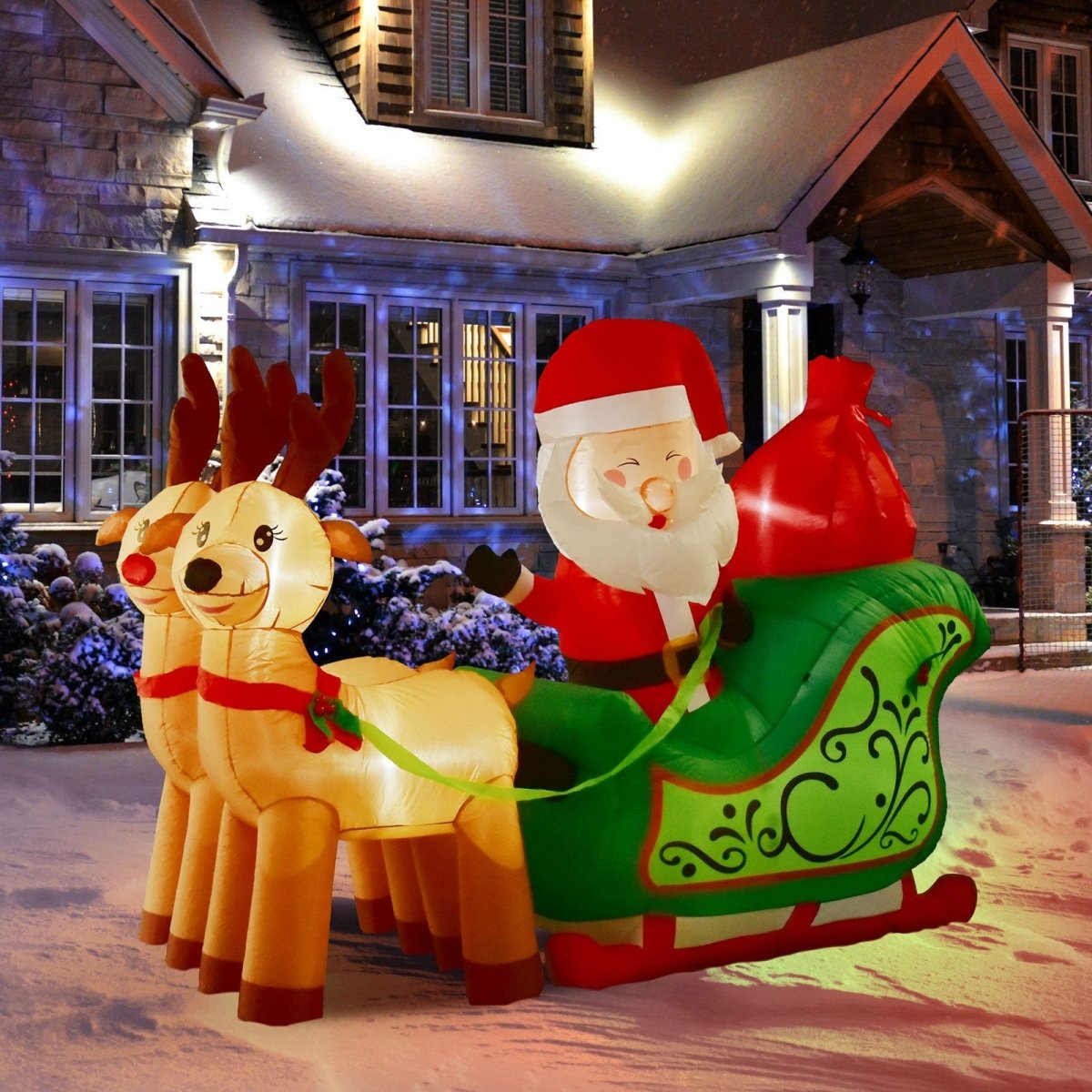 7' Ft Long Santa's Sleigh Holiday Inflatable | PopFun