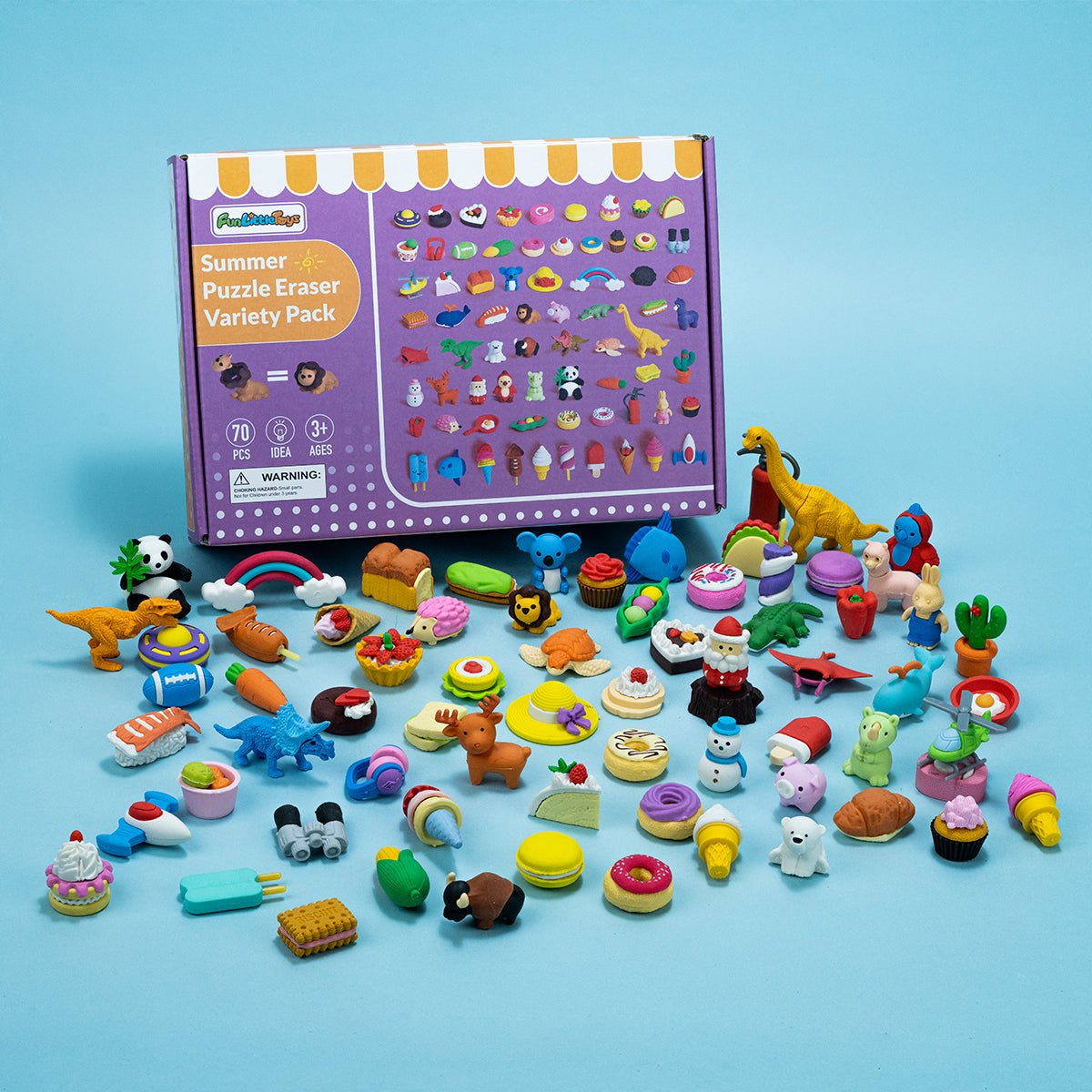 70 Pcs Mini Toys: Puzzle Erasers - PopFun